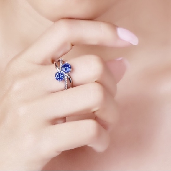 SZ 8 Tanzanite Stone Ring&White Topaz Gemstones💎 - Picture 3 of 5